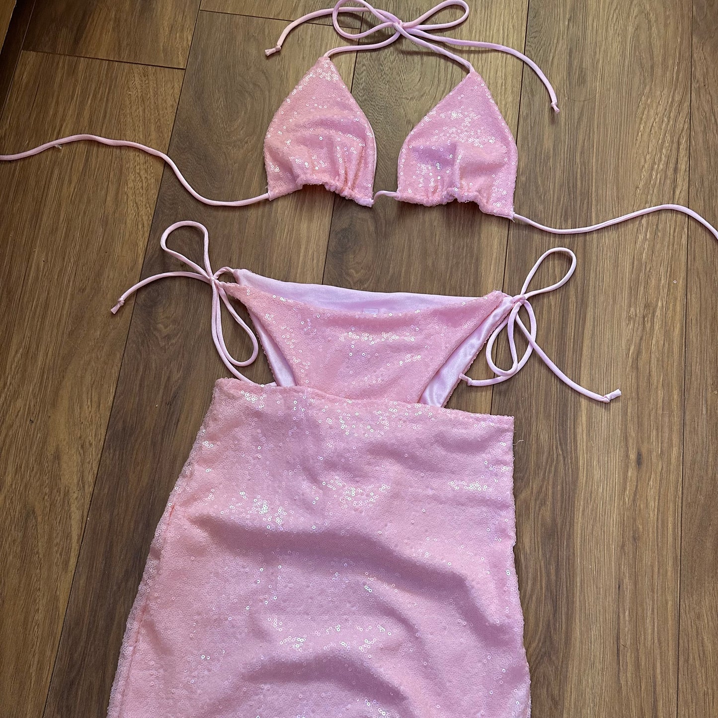 Baby Pink Sequin Bikini Set