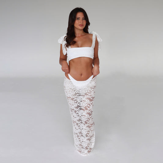 White Lace Maxi Skirt